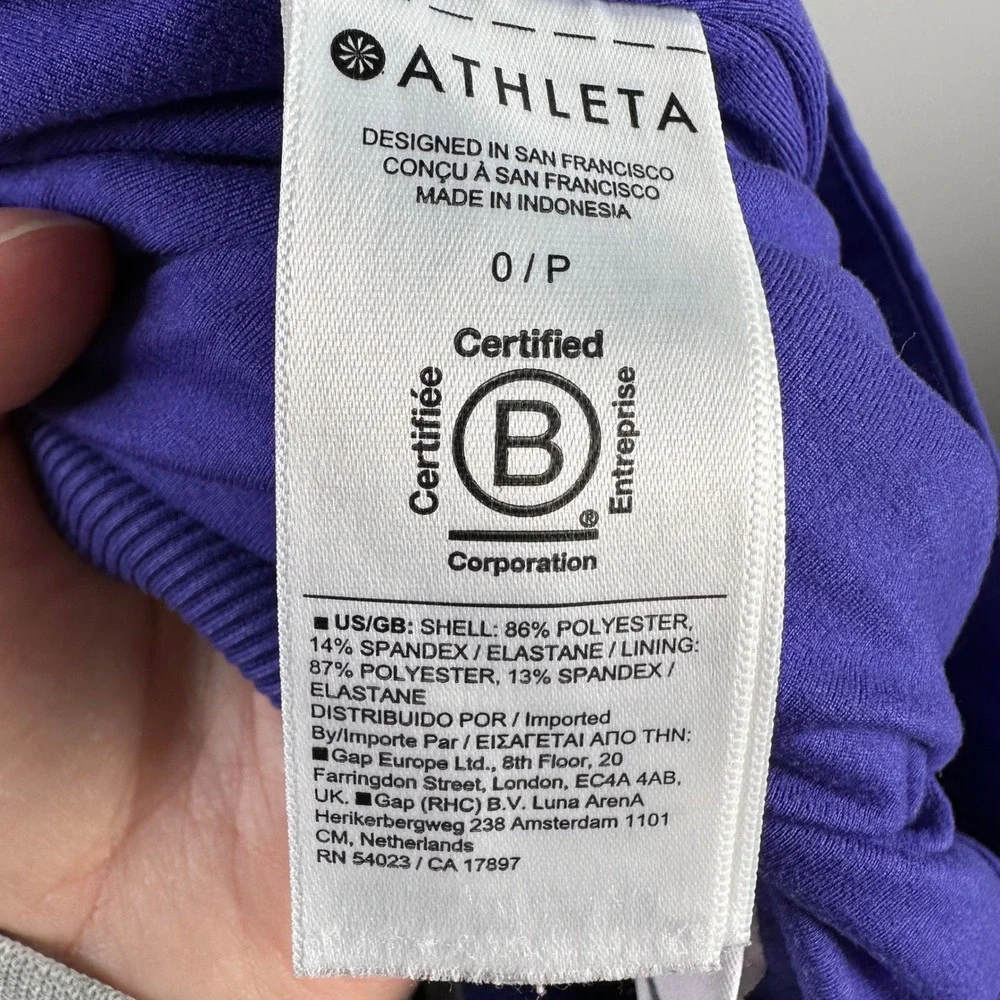 Athleta Womens 0/P Purple Jogger Pants Elastic Waist Ribbed‎ Detail Athleisure
